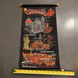 Vintage Firenze / Florence Italy wall hanging scroll retro tourist souvenir